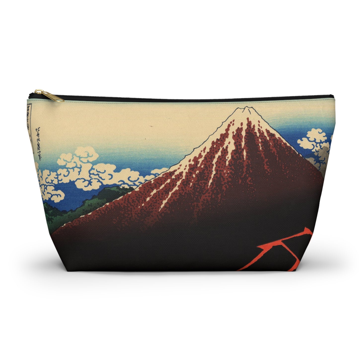 Hokusai "Rainstorm Beneath the Summit" - Accessory Pouch w T-bottom - Japanese traditional ukiyoe design