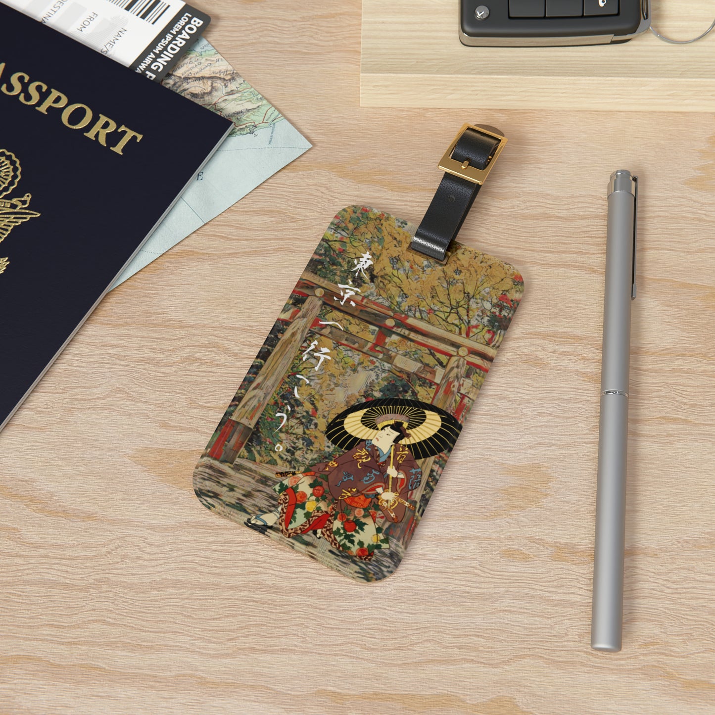 Andiamo a Tokyo "Meiji Jingu Shrine" - Luggage Tag - Japanese traditional ukiyoe design