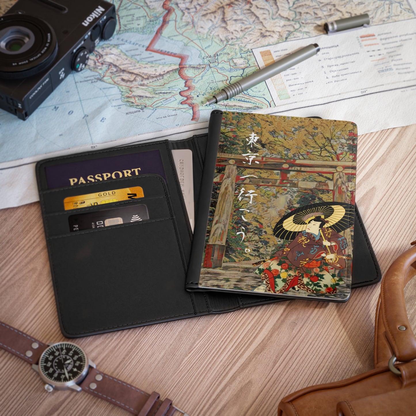 Andiamo a Tokyo "Meiji Jingu Shrine" - Passport Cover - Japanese traditional ukiyoe design