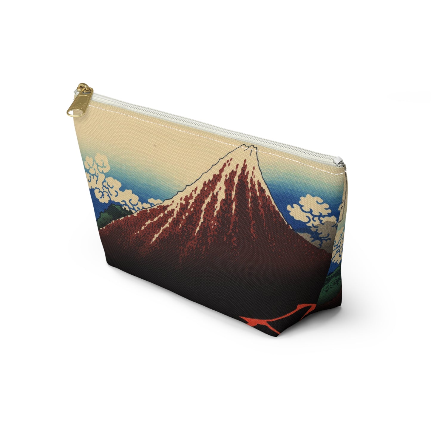 Hokusai "Rainstorm Beneath the Summit" - Accessory Pouch w T-bottom - Japanese traditional ukiyoe design