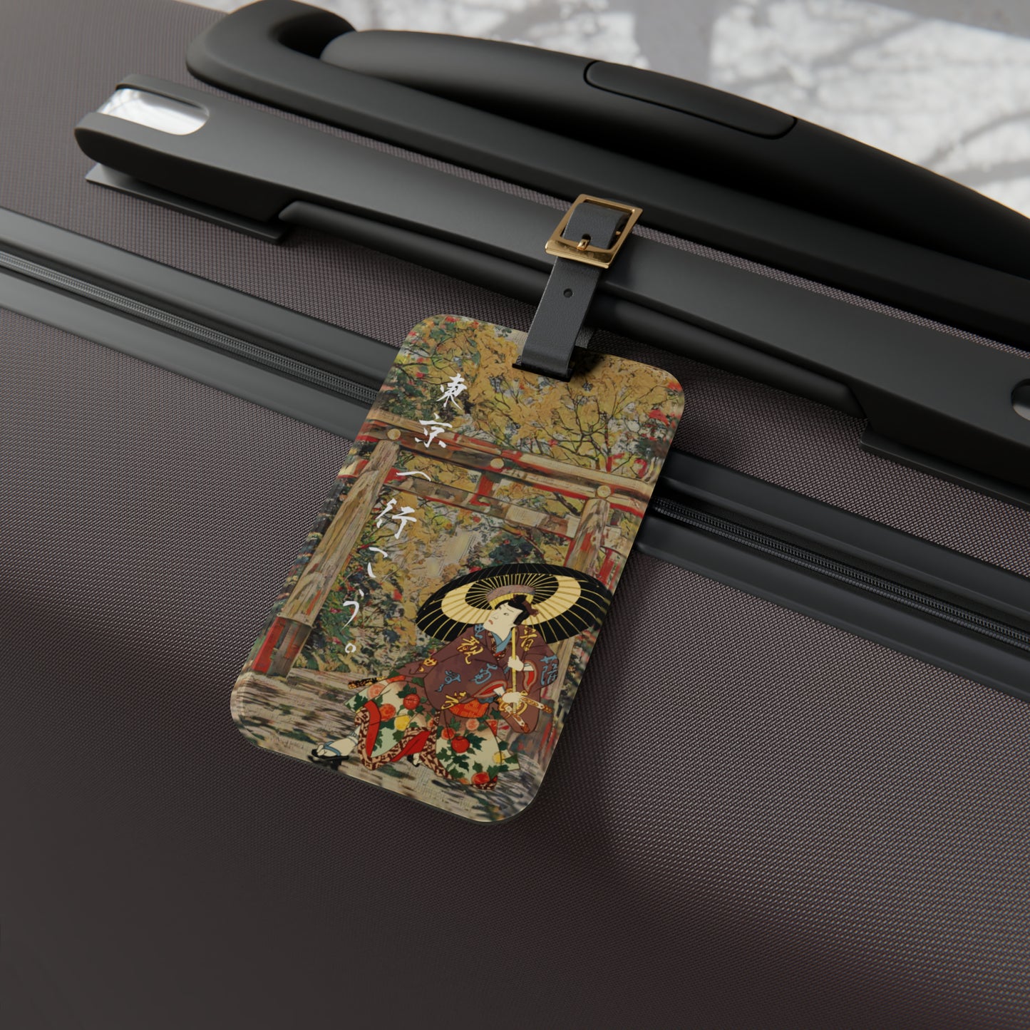 Andiamo a Tokyo "Meiji Jingu Shrine" - Luggage Tag - Japanese traditional ukiyoe design