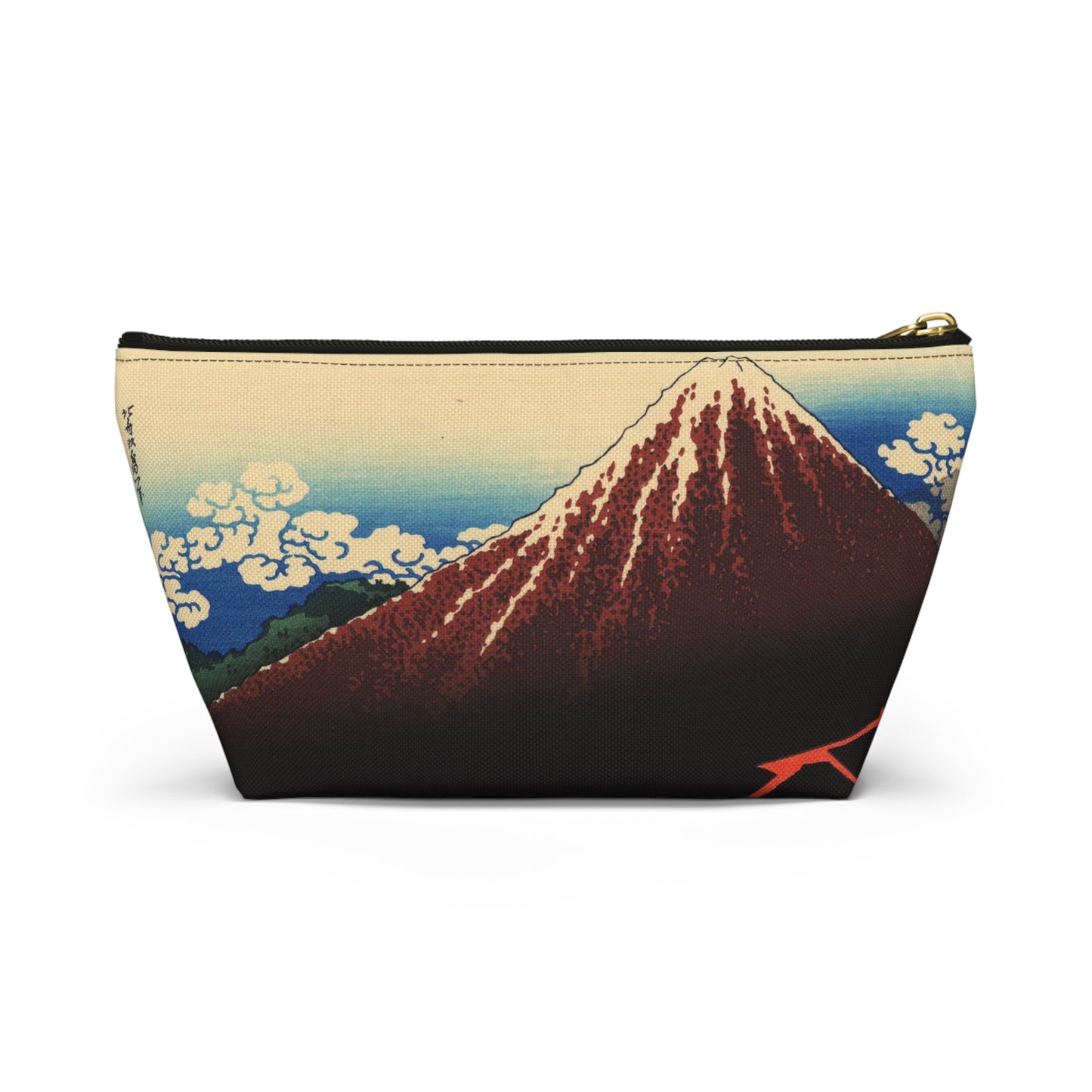 Hokusai "Rainstorm Beneath the Summit" - Accessory Pouch w T-bottom - Japanese traditional ukiyoe design