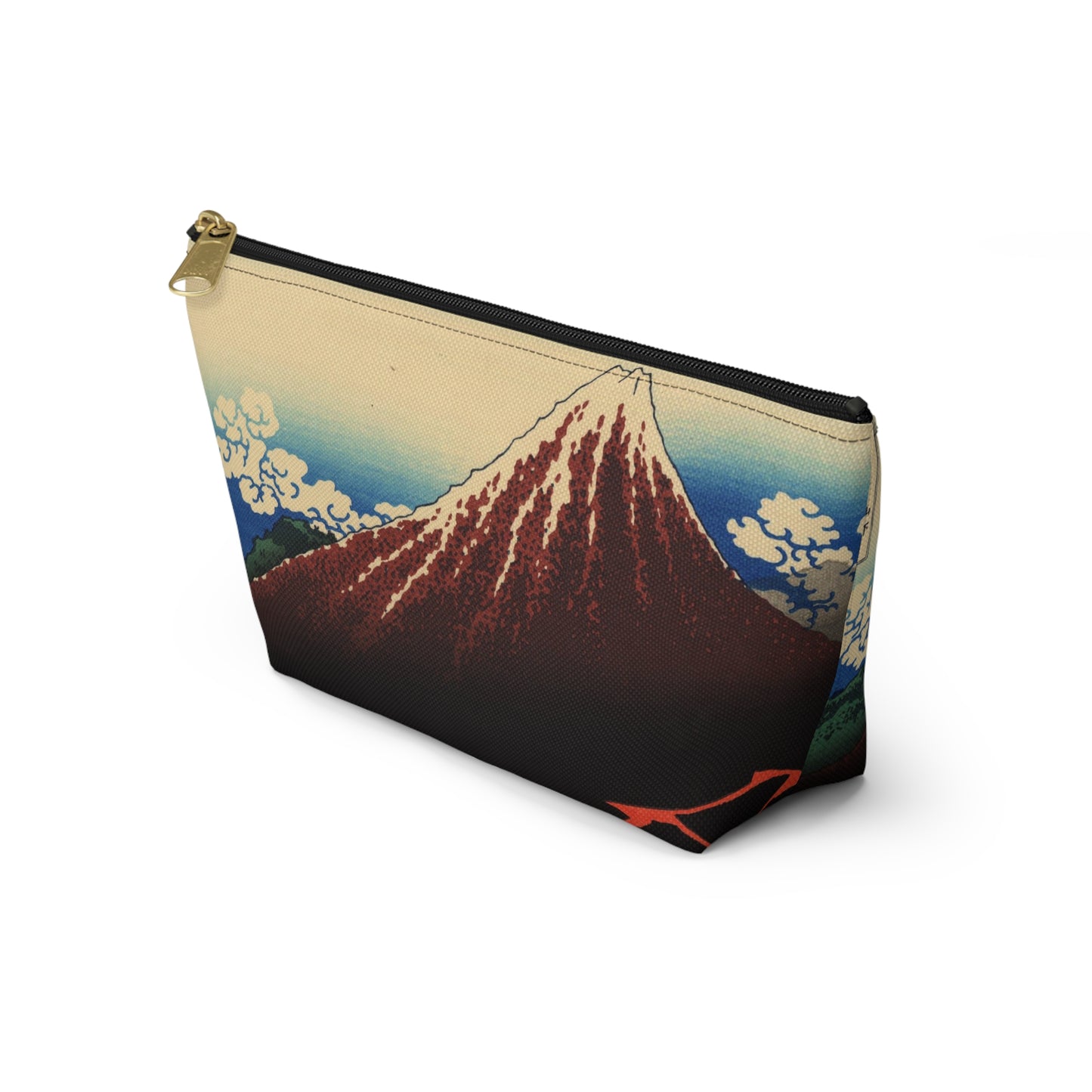 Hokusai "Rainstorm Beneath the Summit" - Accessory Pouch w T-bottom - Japanese traditional ukiyoe design