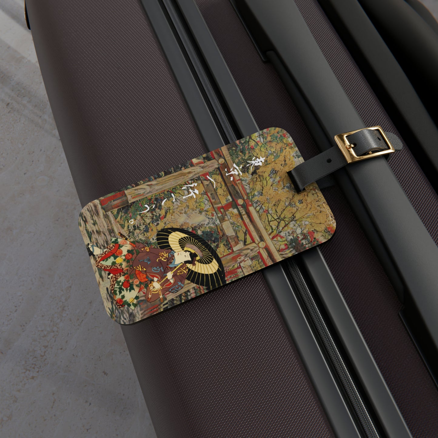 Andiamo a Tokyo "Meiji Jingu Shrine" - Luggage Tag - Japanese traditional ukiyoe design