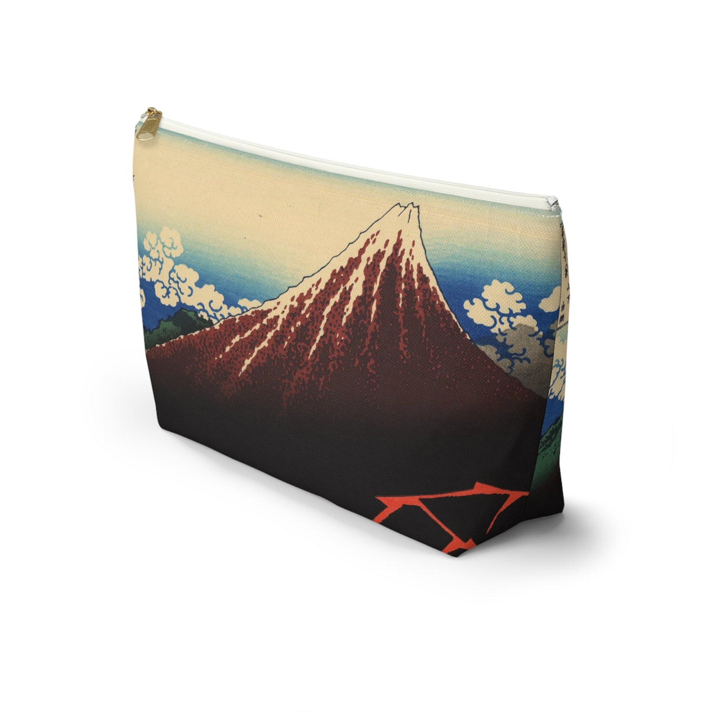 Hokusai "Rainstorm Beneath the Summit" - Accessory Pouch w T-bottom - Japanese traditional ukiyoe design