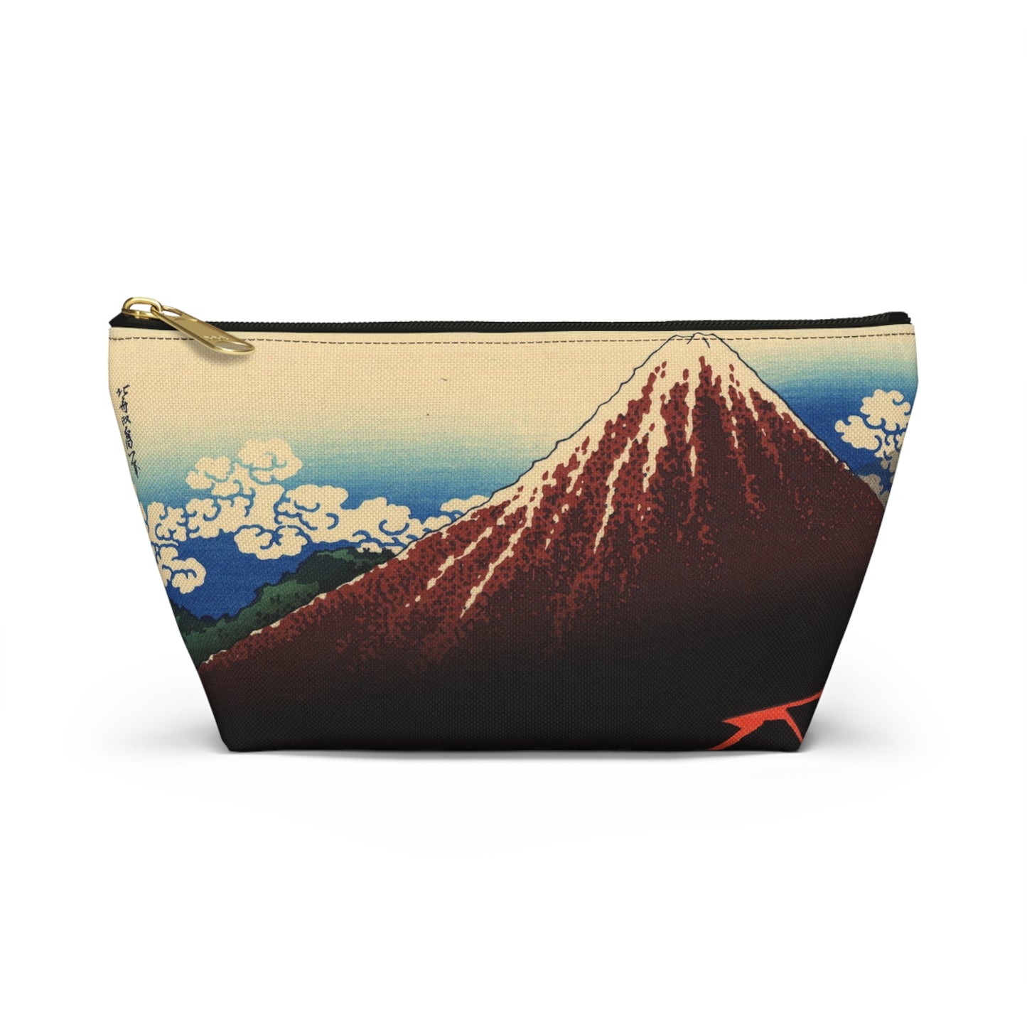 Hokusai "Rainstorm Beneath the Summit" - Accessory Pouch w T-bottom - Japanese traditional ukiyoe design