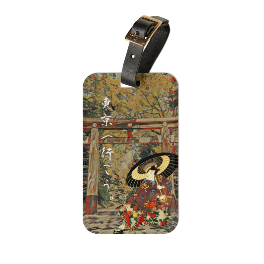 Andiamo a Tokyo "Meiji Jingu Shrine" - Luggage Tag - Japanese traditional ukiyoe design