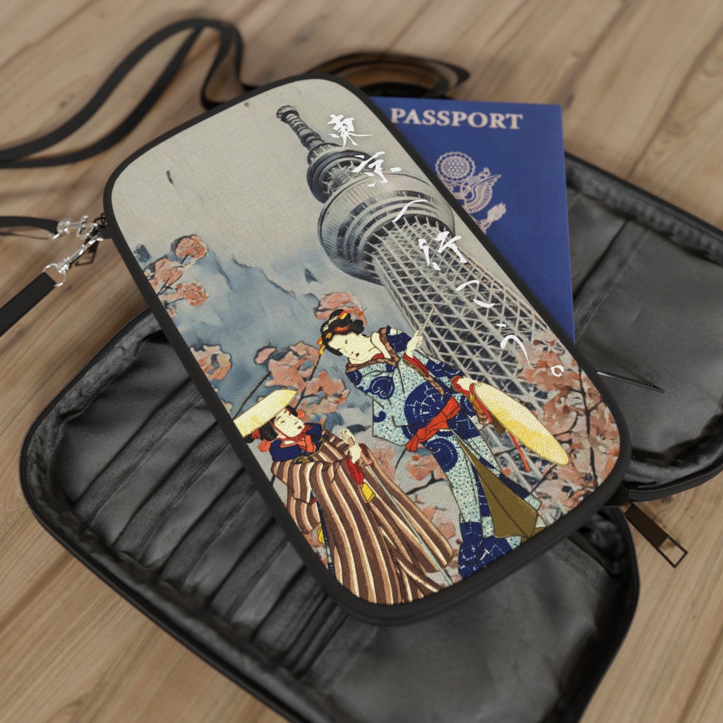 Andiamo a Tokyo "Tokyo sky tree" - Passport Wallet - Japanese traditional ukiyoe design