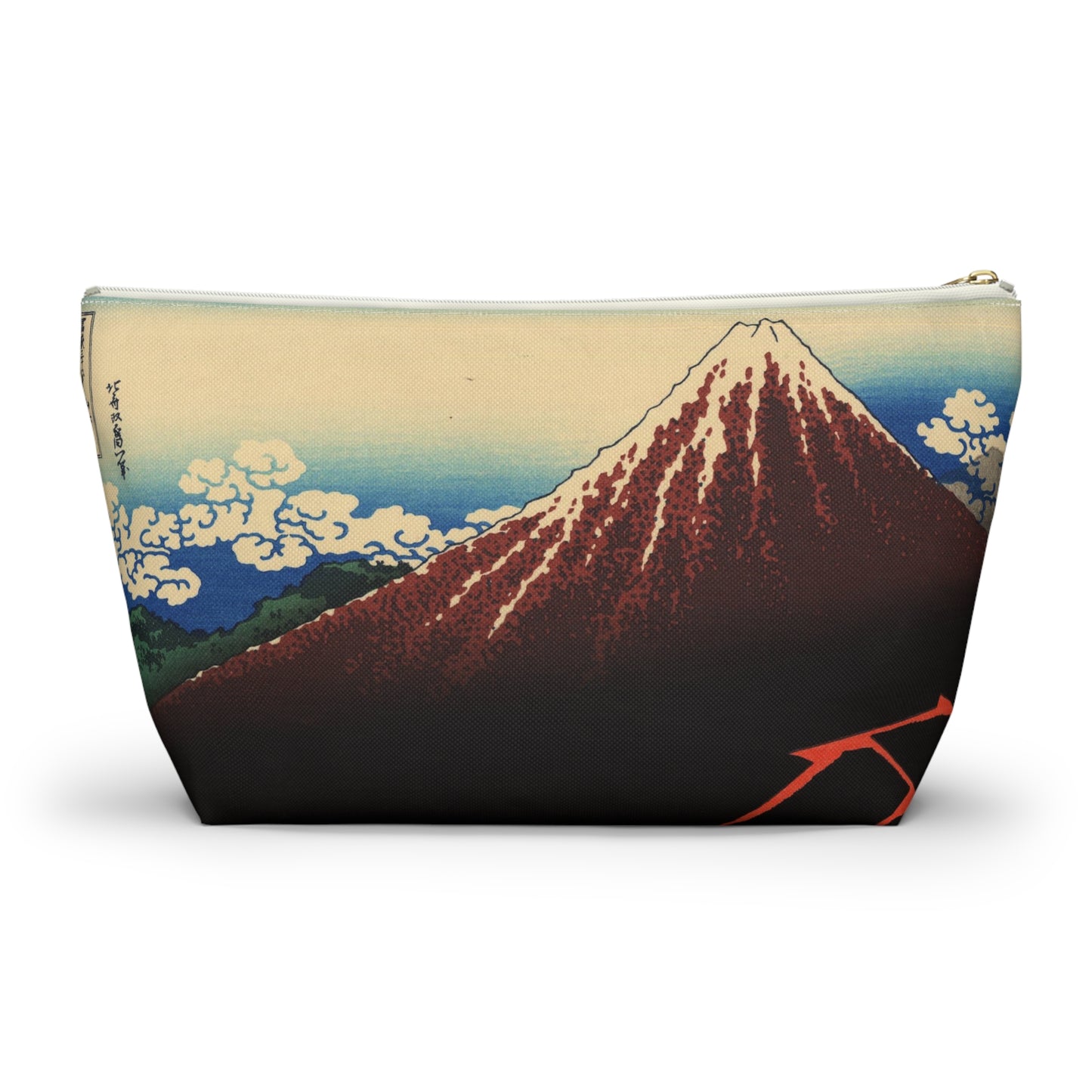 Hokusai "Rainstorm Beneath the Summit" - Accessory Pouch w T-bottom - Japanese traditional ukiyoe design